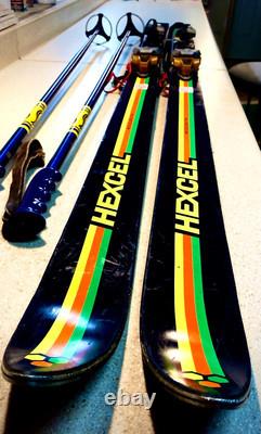 1976 Hexcel Hexcelerator Skis with Old Salomon Bindings & Scott Ski Poles