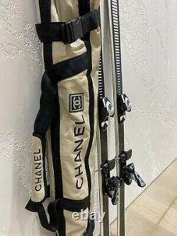 Authentic CHANEL Womens Skis White & Black Ski 160 cm With Case Bag RRP $12,500