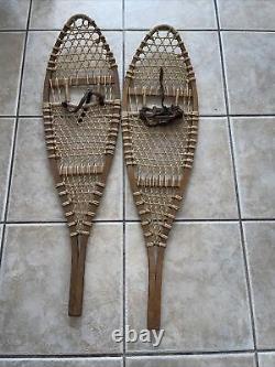 Pair of Vintage Swenson and Swenson Michigan Bentwood Snowshoes 1960's NICE 48