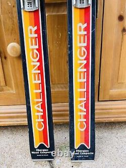 Vtg Rossignol Challenger Race Skis withSalomons 62 Long Brown Orange Retro 158cm